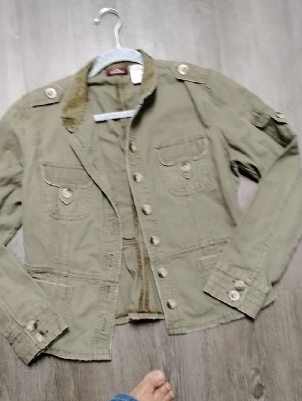 Jordache Olive Utility Jacket with Epaulets - Picture 8 of 12